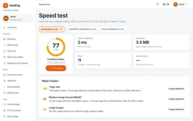 Speed test